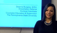 Deanna Burgess at her dissertation